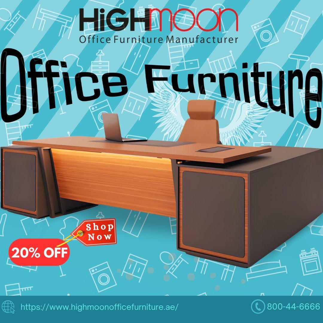 Highmoon Office Furniture Store near Dubai Marina Mall offering luxury and modern office furniture, custom-made solutions, and affordable options.